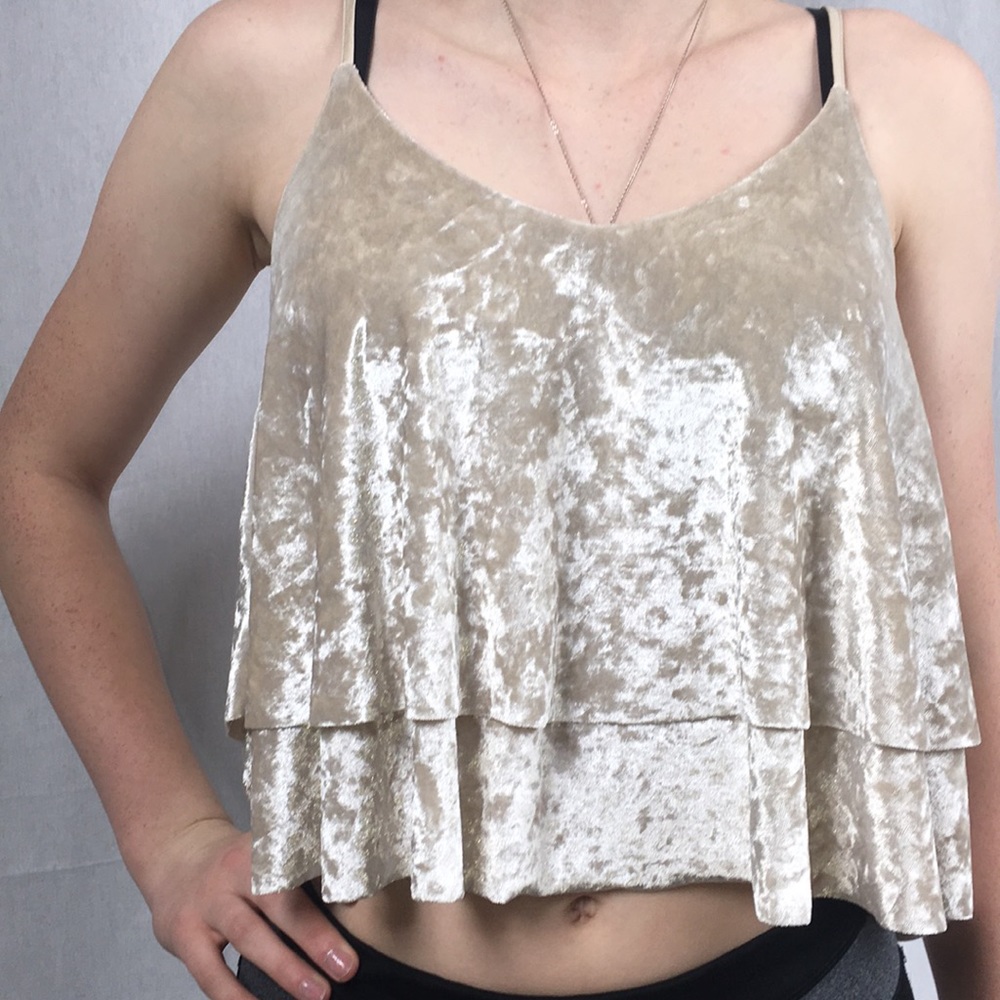 Velvet ruffled crop top